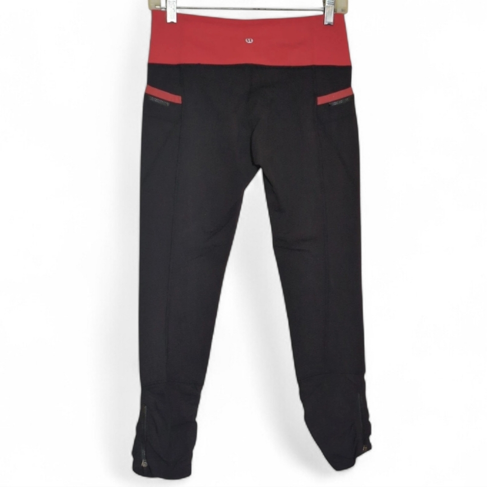 Vtg Lululemon Sz 6 "Run For Your Life" Ankle Zip Cropped Pant Power Luxtreme Gym